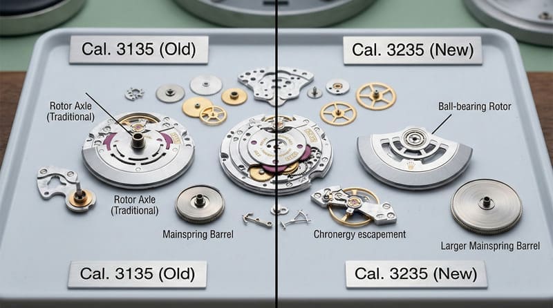 Cal. 3135とCal. 3235のイメージ比較図