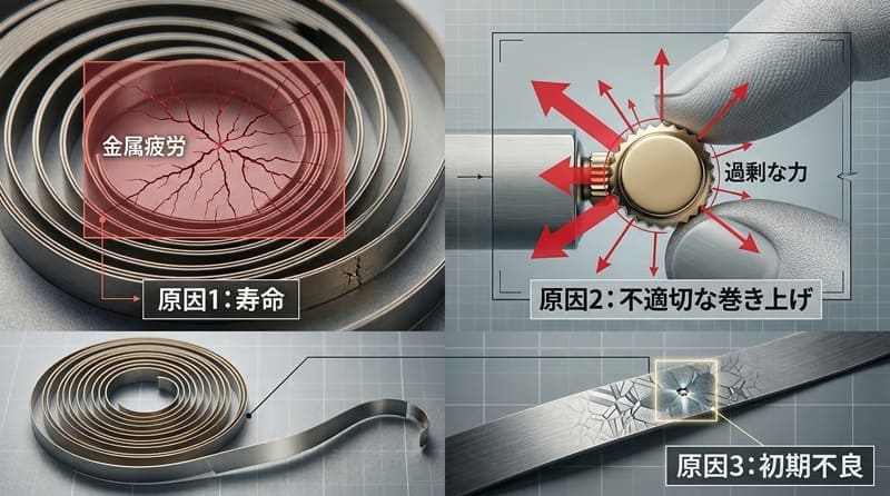 ゼンマイ切れが起こる3つの理由図解