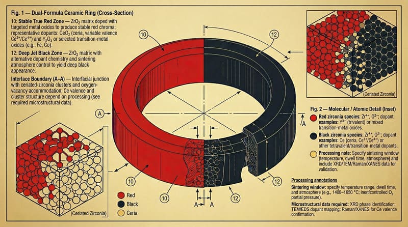 二重配方ジルコニアセラミックリングの概念図