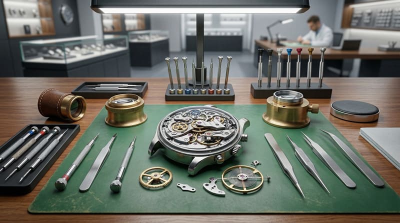 清潔で専門的な時計修理のデスクのイメージ
