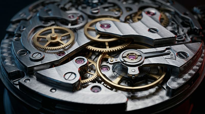 複雑な高級腕時計内部